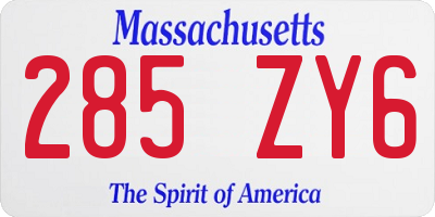 MA license plate 285ZY6