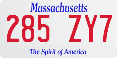 MA license plate 285ZY7