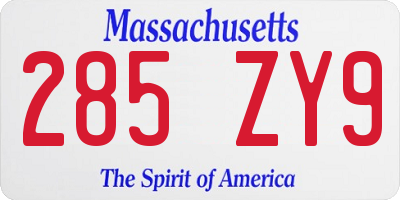 MA license plate 285ZY9