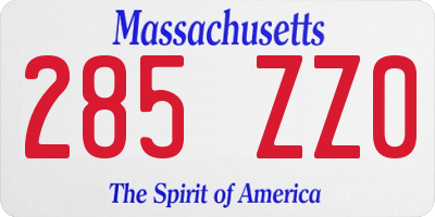 MA license plate 285ZZ0