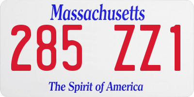 MA license plate 285ZZ1