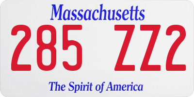 MA license plate 285ZZ2
