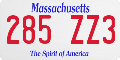 MA license plate 285ZZ3