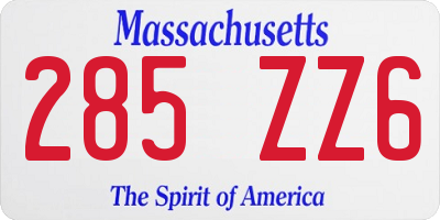 MA license plate 285ZZ6
