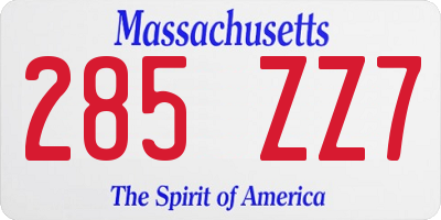 MA license plate 285ZZ7