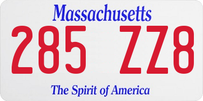 MA license plate 285ZZ8