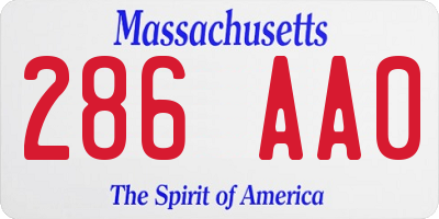 MA license plate 286AA0