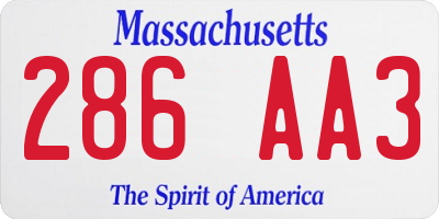 MA license plate 286AA3