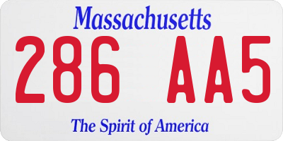 MA license plate 286AA5