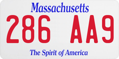 MA license plate 286AA9
