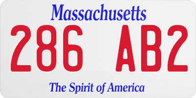MA license plate 286AB2