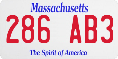MA license plate 286AB3