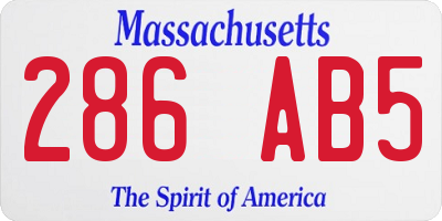 MA license plate 286AB5