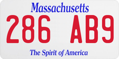 MA license plate 286AB9