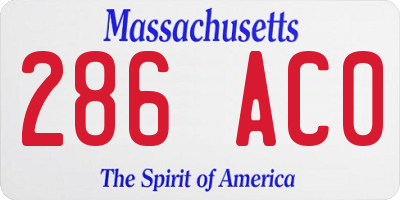 MA license plate 286AC0