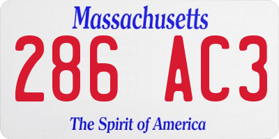 MA license plate 286AC3