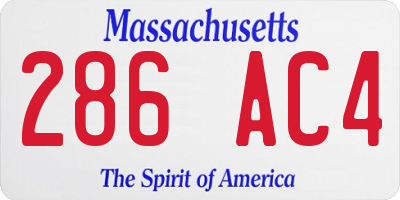 MA license plate 286AC4