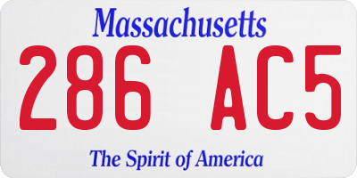 MA license plate 286AC5
