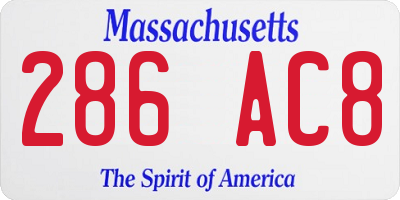 MA license plate 286AC8