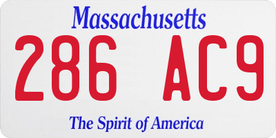 MA license plate 286AC9