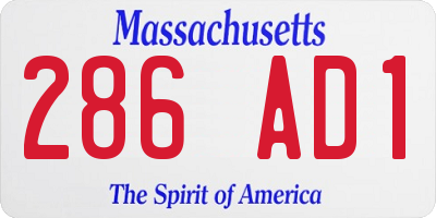 MA license plate 286AD1