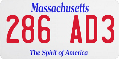 MA license plate 286AD3