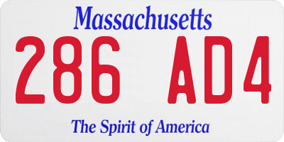 MA license plate 286AD4