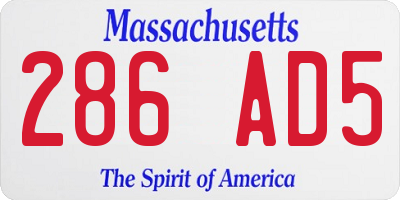 MA license plate 286AD5