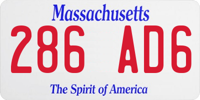 MA license plate 286AD6