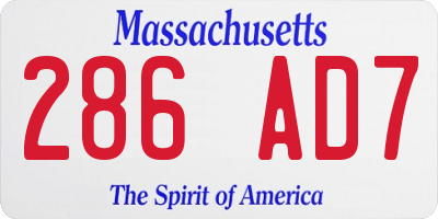 MA license plate 286AD7