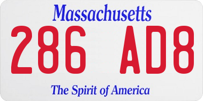 MA license plate 286AD8