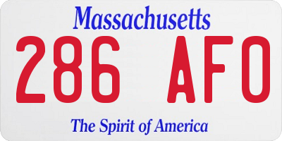 MA license plate 286AF0