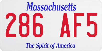 MA license plate 286AF5