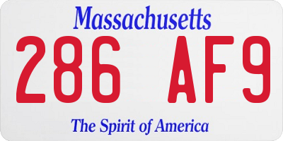 MA license plate 286AF9