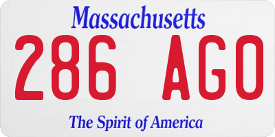 MA license plate 286AG0