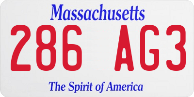 MA license plate 286AG3