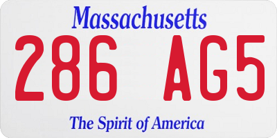 MA license plate 286AG5