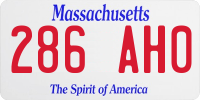 MA license plate 286AH0
