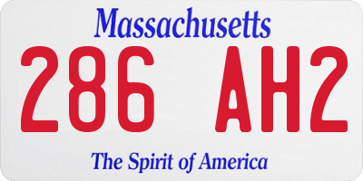 MA license plate 286AH2