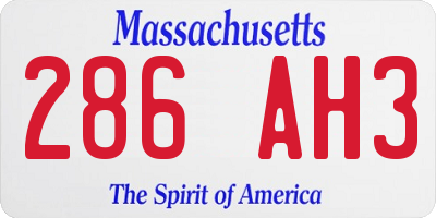 MA license plate 286AH3