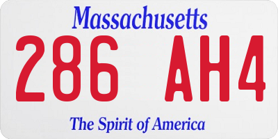 MA license plate 286AH4