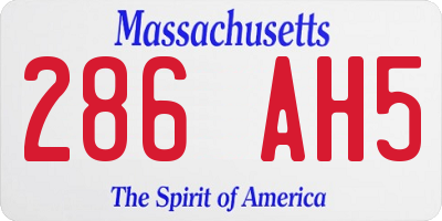 MA license plate 286AH5