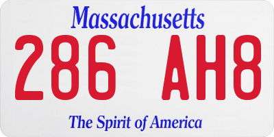 MA license plate 286AH8