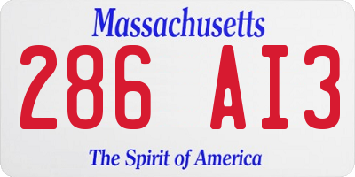 MA license plate 286AI3