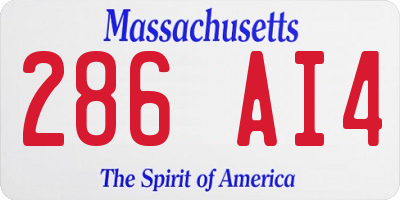 MA license plate 286AI4