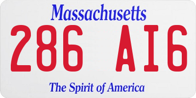 MA license plate 286AI6