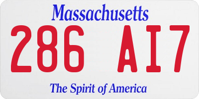 MA license plate 286AI7