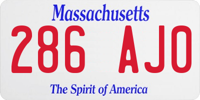 MA license plate 286AJ0