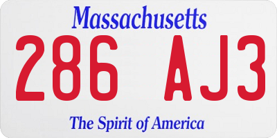 MA license plate 286AJ3