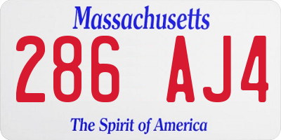 MA license plate 286AJ4